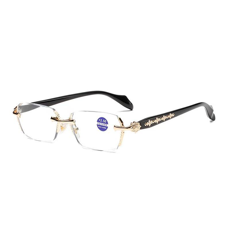 

Men s Rimless Diamond Cut Anti-Blue Light Reading Glasses - Internet Celebrity Style 250 Degree