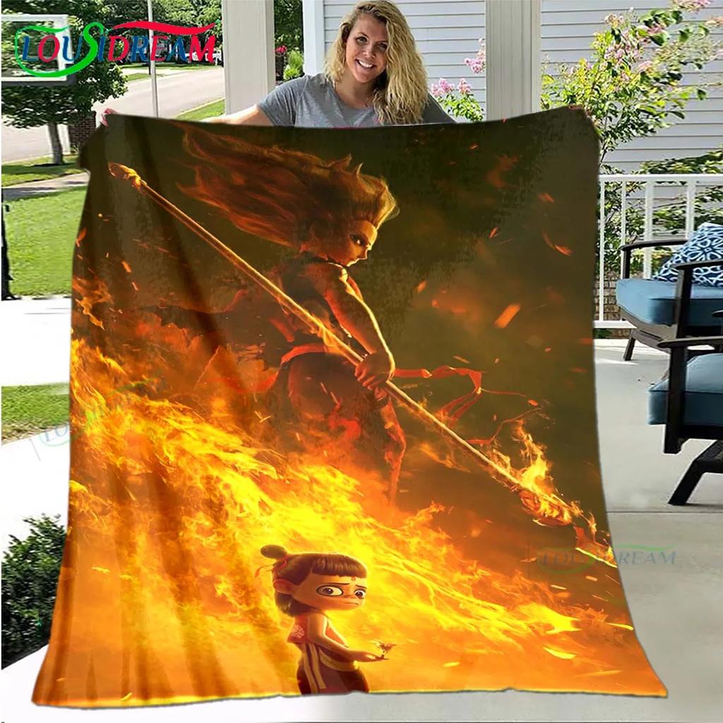Famous Film Role Nezha Printed Soft Blanket  Living Room Bedroom Sofa Bed Blanket  Gift Portable Picnic Blanket Luxury Gift