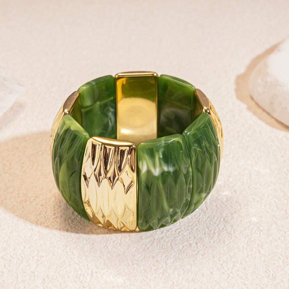 Bohemian Acrylic Bangle Smudging Retro Hand Ring Creative Irregular Wide Bracelet  Decoration