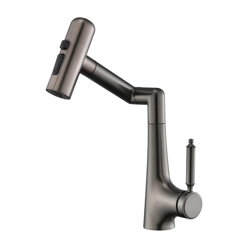 Basin Faucet Hot and Cold Bathroom Sink Multi-Mode Water Outlet Mechanical Arm Rotating Wash Basin Faucet