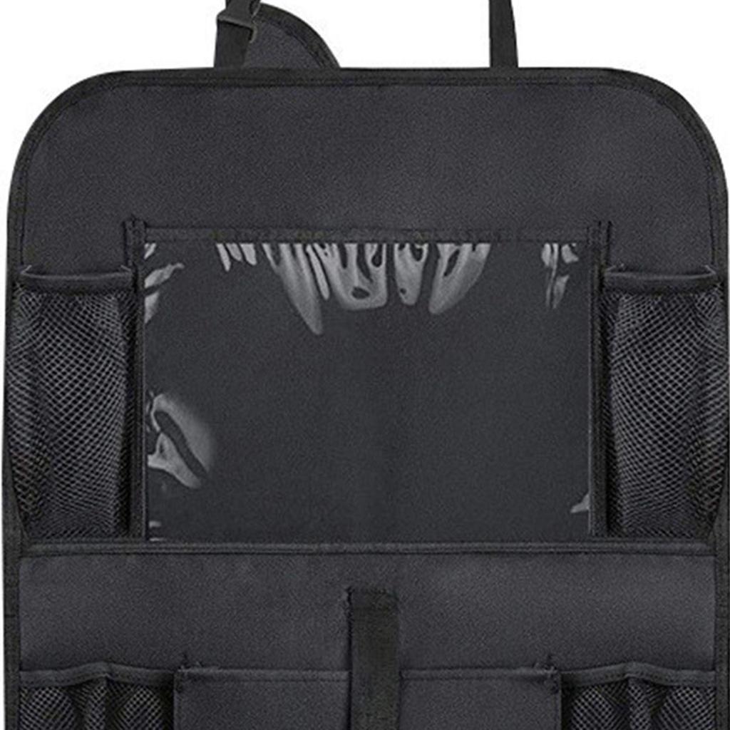 2 Pieces Car Back Seat Protector Organizer Kicking Mat with Adjustable Straps Black Waterproof