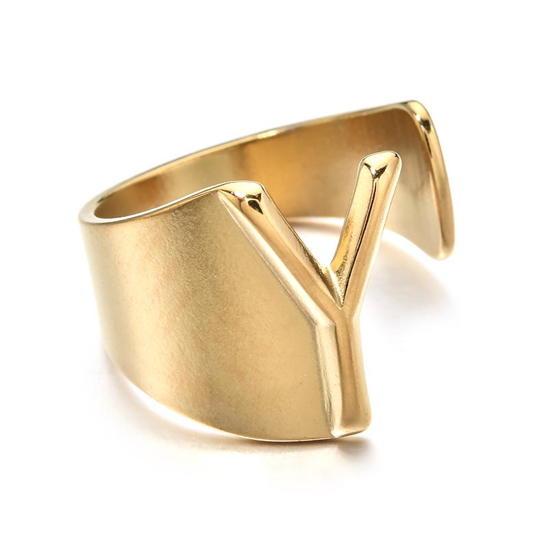 Stainless Steel Retro Letter Ring: European, American, Japanese & Korean Influenced Fashion