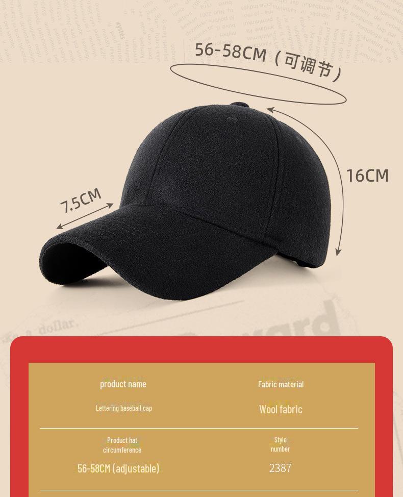 Men's Wool Baseball Cap: Warm, Comfortable, Casual for Spring/Autumn; Ideal for Middle-Aged & Elderly, Large Head Circumference.