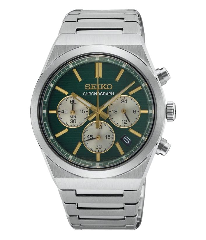 

Мужские кварцевые спортивные часы SEIKO с хронографом и зеленым циферблатом SSB461P1 зелёный