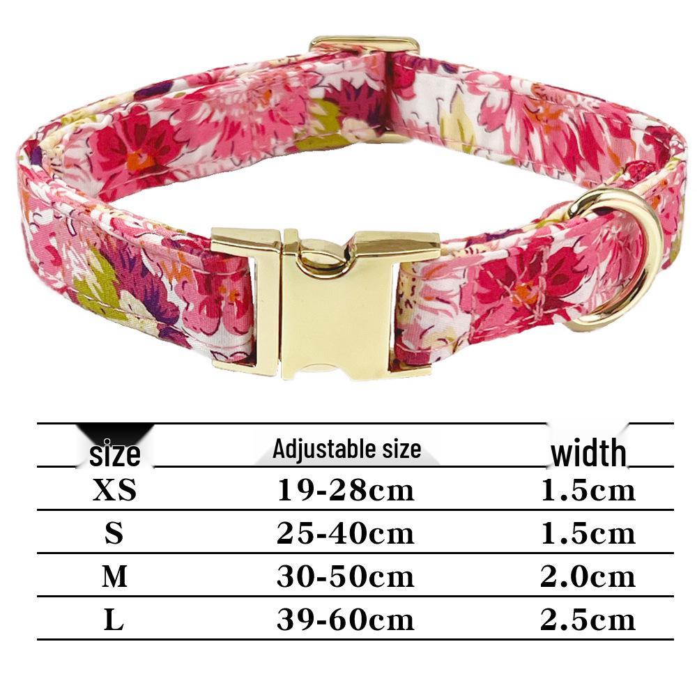

Гравированный цветочный ошейник и поводок для собак среднего/крупного размера S (25-40CM)