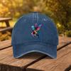 Hummingbird Floral Print Washed Denim Baseball Cap Adjustable Outdoor Casual Sports Hat