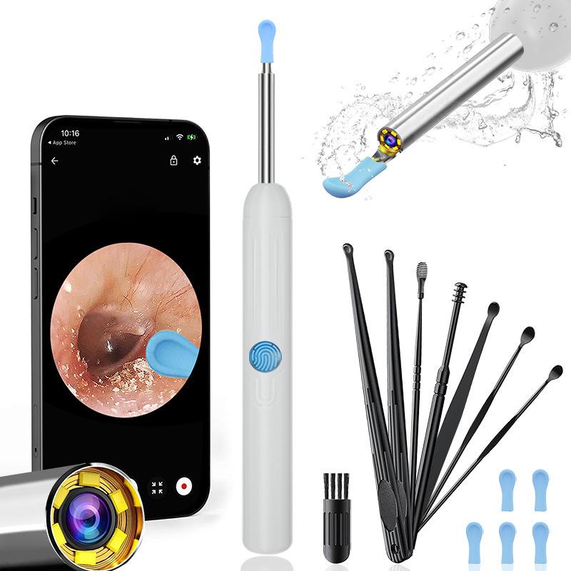 Smart Ear Camera with App Monitoring Wireless WiFi Ear Camera Otoscope with Light - HD Visual Ear Cleaning Kit
