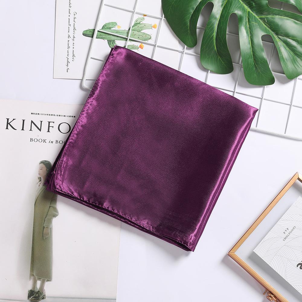 Solid Color Silk Scarf 90Cm Satin Satin Square Scarf Women'S Candy Color Printed Silk Scarf Wedding Gift
