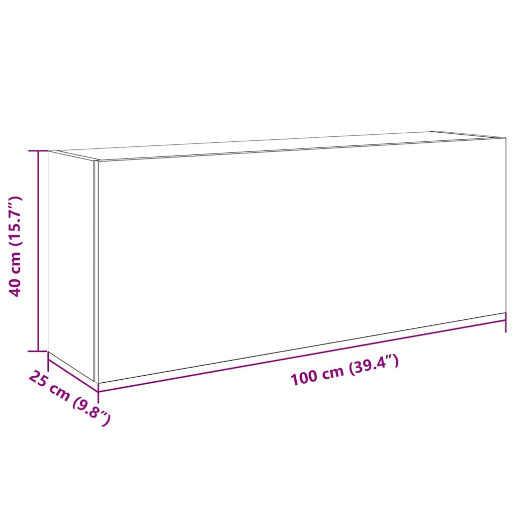 Bathroom Wall Cabinet Grey Sonoma 100 X 25 X 40 Cm Particleboard