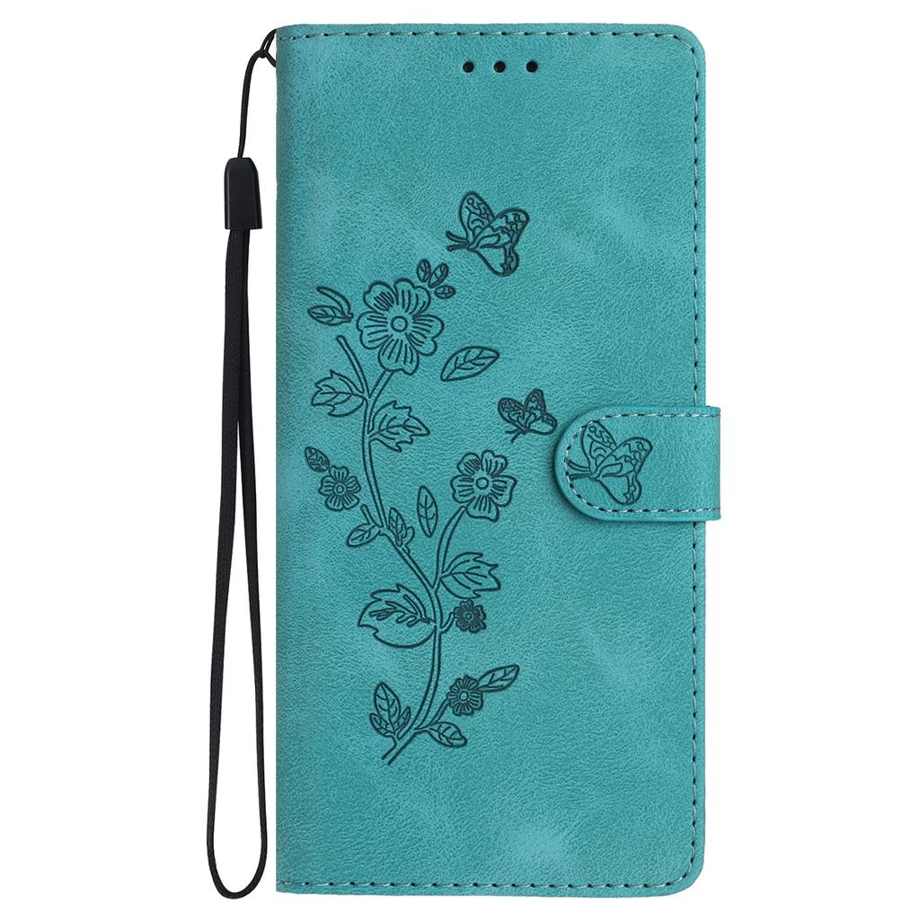 For Honor 200 Lite Case Leather Imprinted Flower Phone Cover Wallet with Wrist Strap
