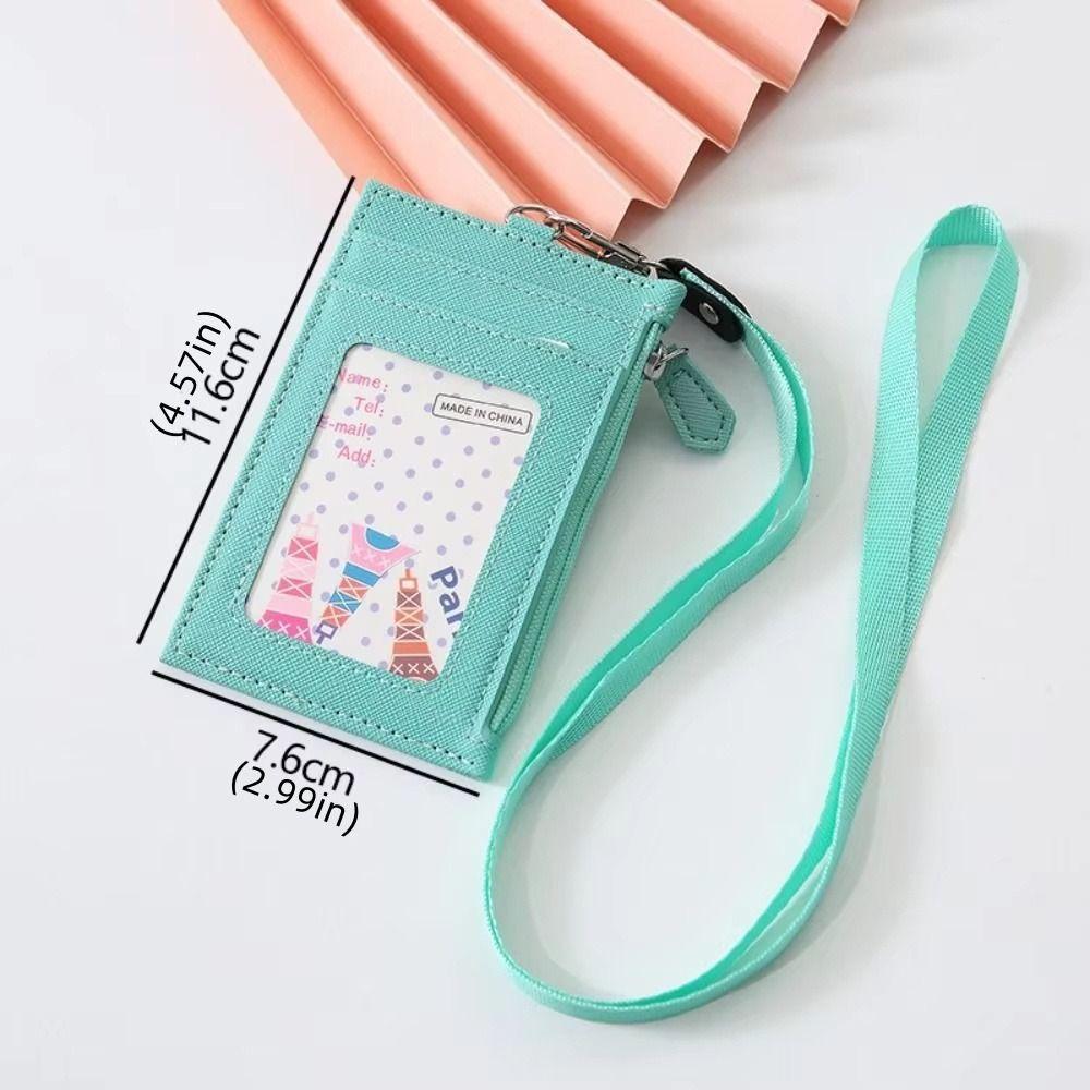 Neck Lanyard Student Card Bag PU Leather ID Card Holder Fashion Card Badge Holder  Men Women