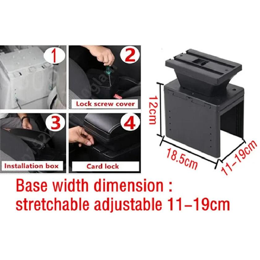 Universelle Auto-Armlehnenbox Universelle Mittelkonsolen-Armlehne Großer Stauraum Zentrale Aufbewahrungsbox mit Becherhalter Aschenbecher