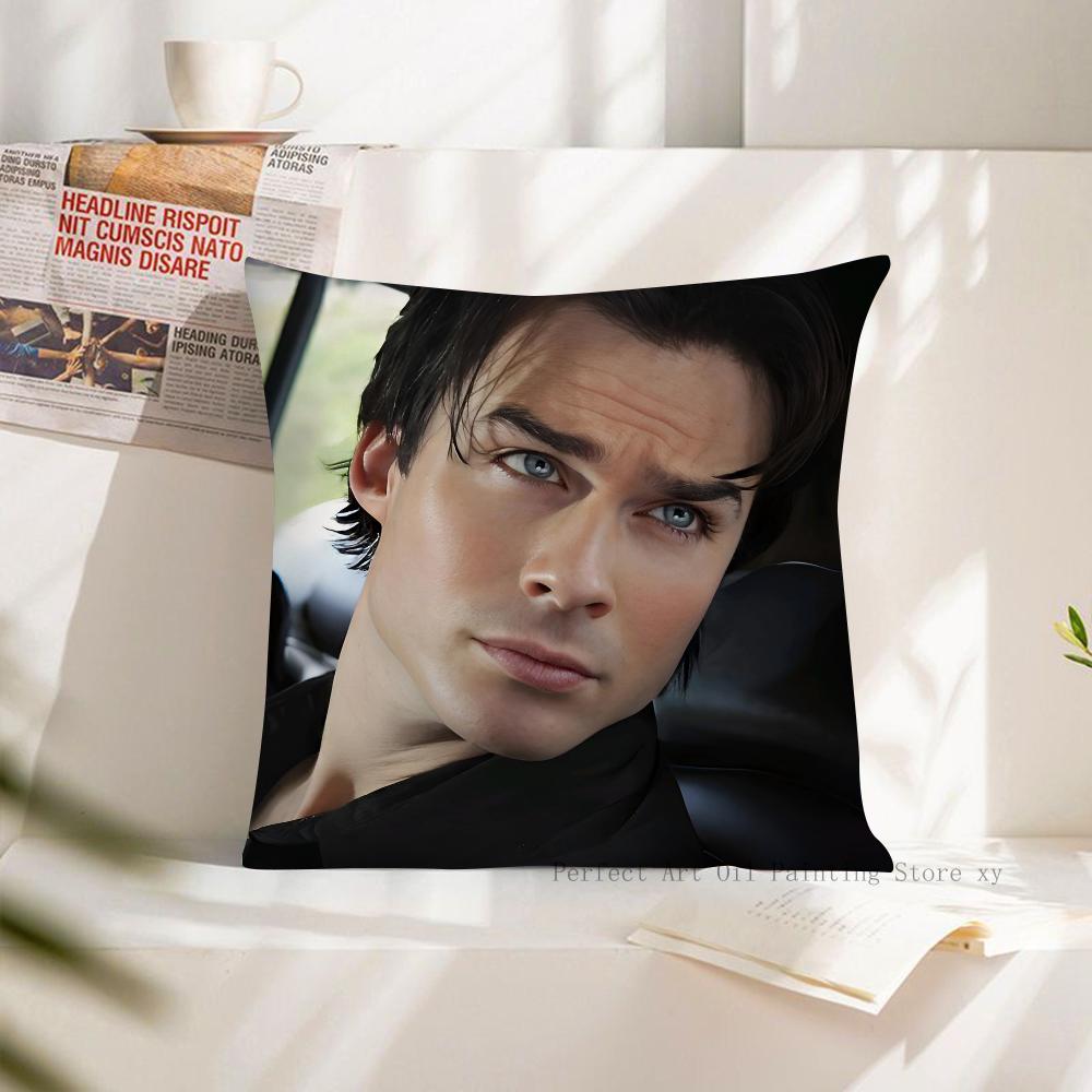 Schauspieler Damon Salvatore Kissenbezug Quadratisches Kissenbezug Schlafzimmer Sofa Zimmer Dekoration Lässiger Kissenbezug