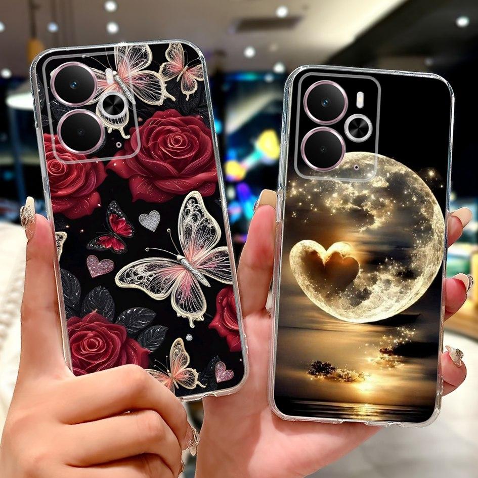 Case For Realme 14 5G New Stylish Rose Butterfly Moon Soft Silicone Cover Coque For Realme14 14X 14T Bumper Realme14T 14 X Funda