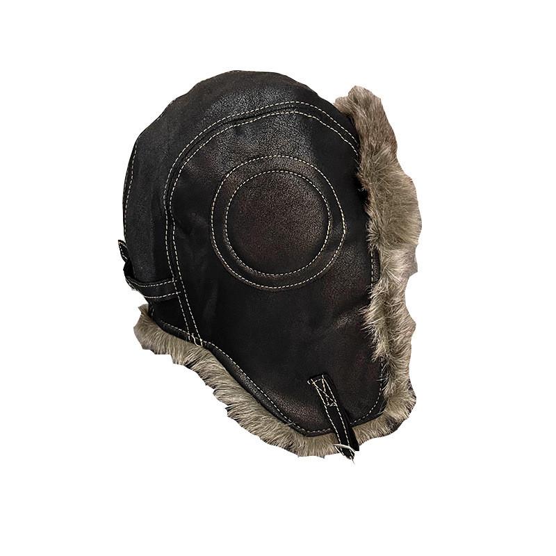 

Мужская Женская Зимняя Ветрозащитная Шапка-Авиатор из Искусственной Кожи для Путешествий на Открытом Воздухе чёрный