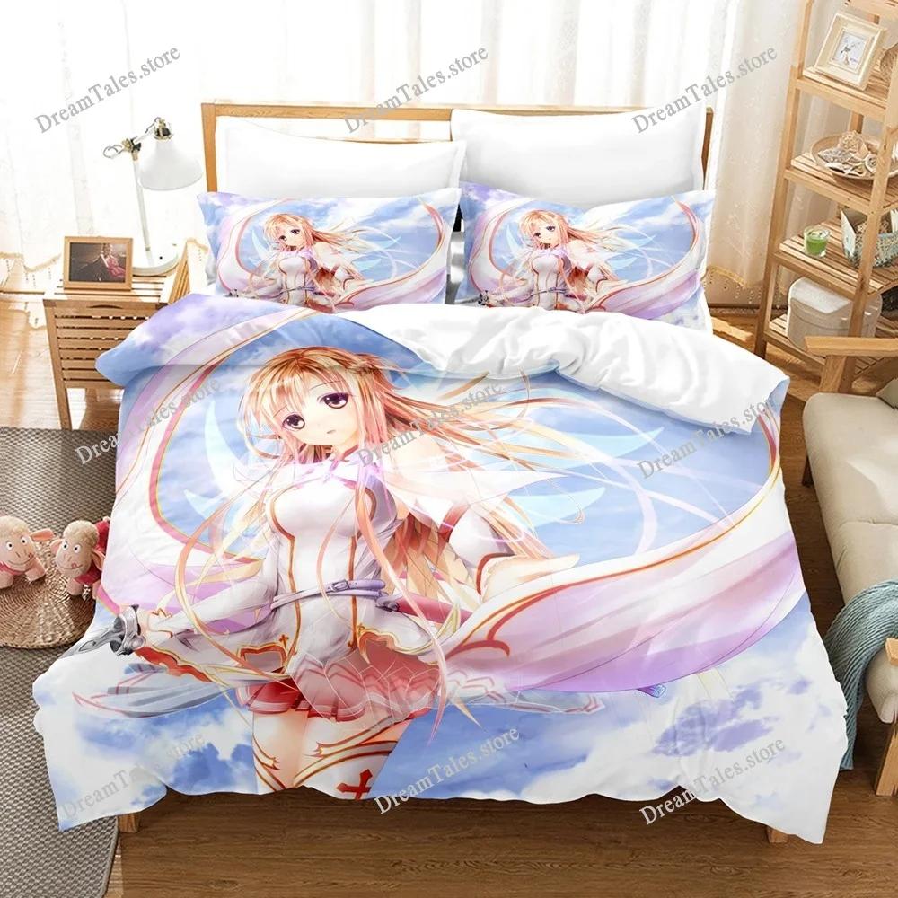 Exquisite 3D Cartoon Sword God Domain Wallpaper Print Bedding Set Duvet Cover Comforter Bed Youth Kids Girls Boys Gift