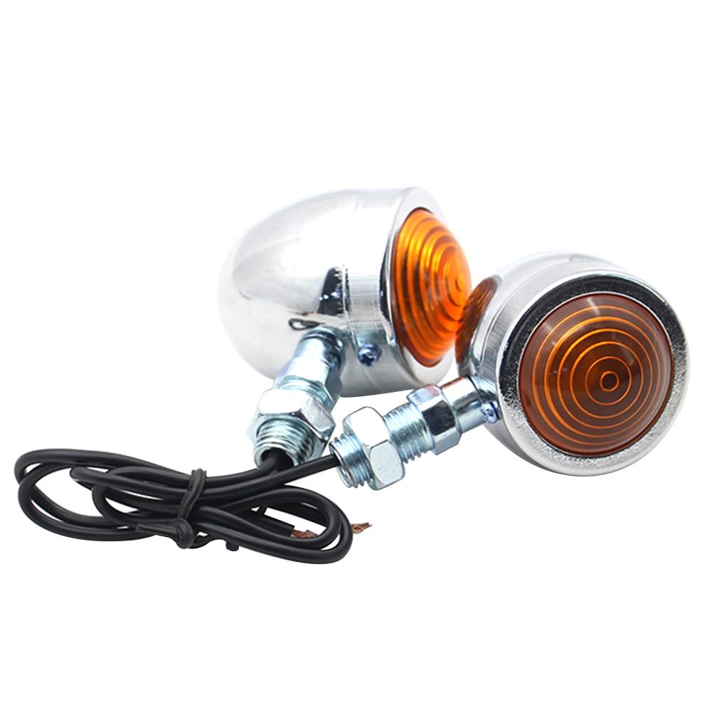 2pcs Motorcycle Turn Signals IP66 Waterproof Amber Lens Retro Motorbike Indicator Blinker Lights 12V Motorcycle Accessories