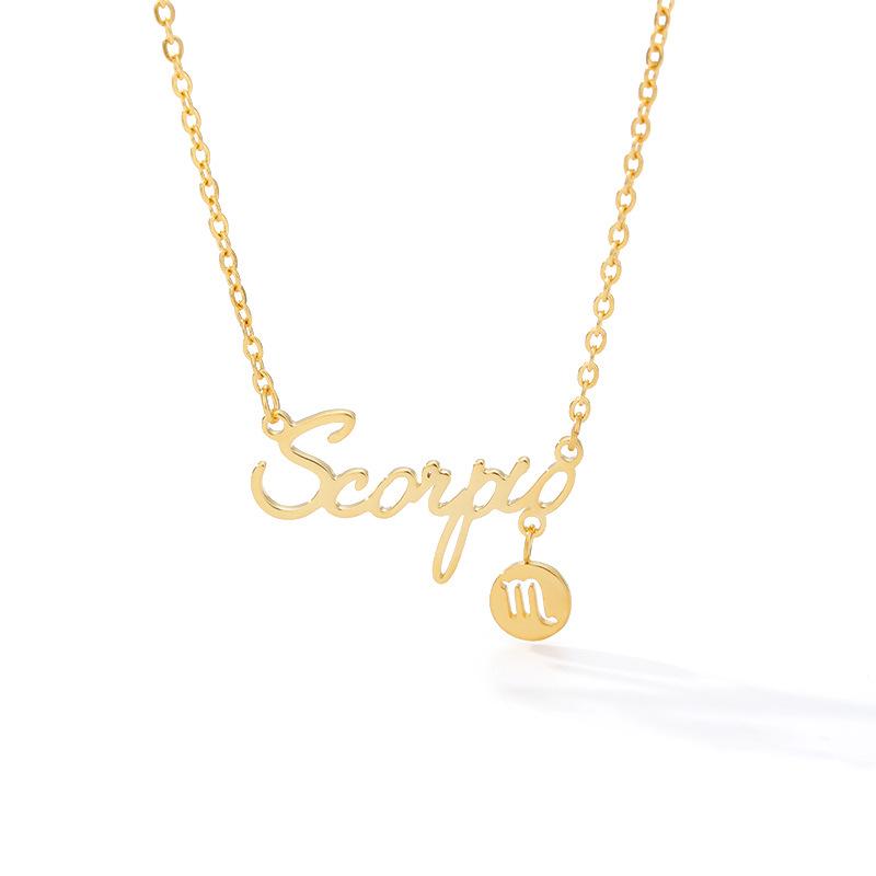 Twelve Constellations Gold Stainless Steel Necklace - Zodiac Pendant
