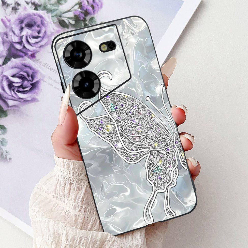 Cover For Tecno Pova 5 Case LH7n Silicone Cute Cat Fashion Flowers Luxury Painted Casing For Techno Pova 5 Phone Case Bumper