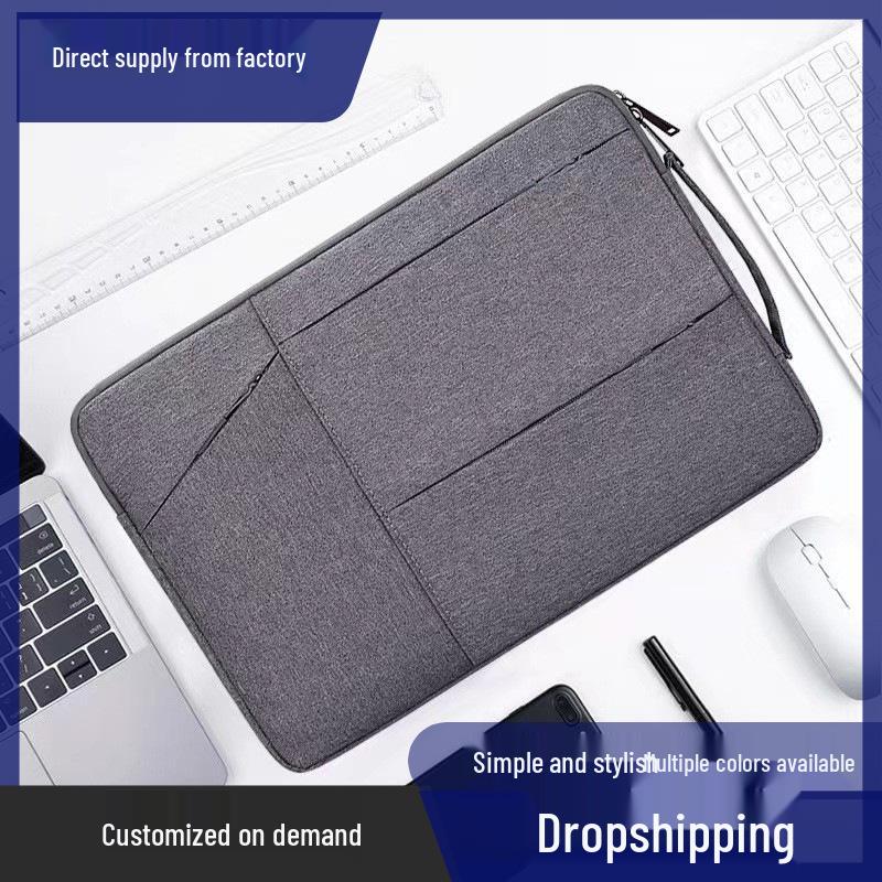 15.6" Lightweight Anti-Drop Laptop Bag with Multi-Zipper Pockets and Thickened Printed Logo
