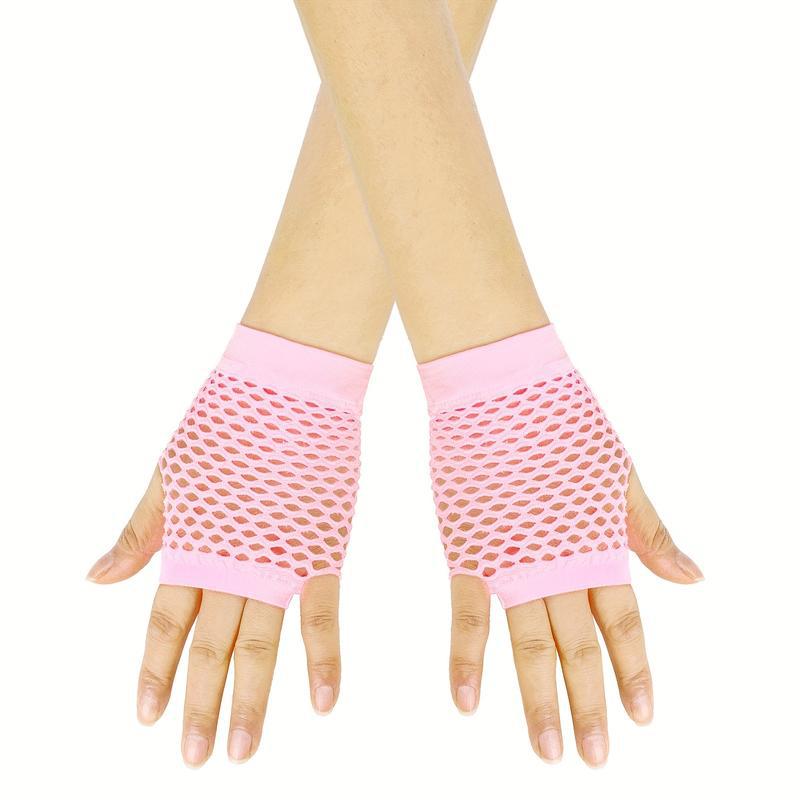 

Mary A 78896 mesh gloves punk style punk fishnet gloves світло-рожевий колір