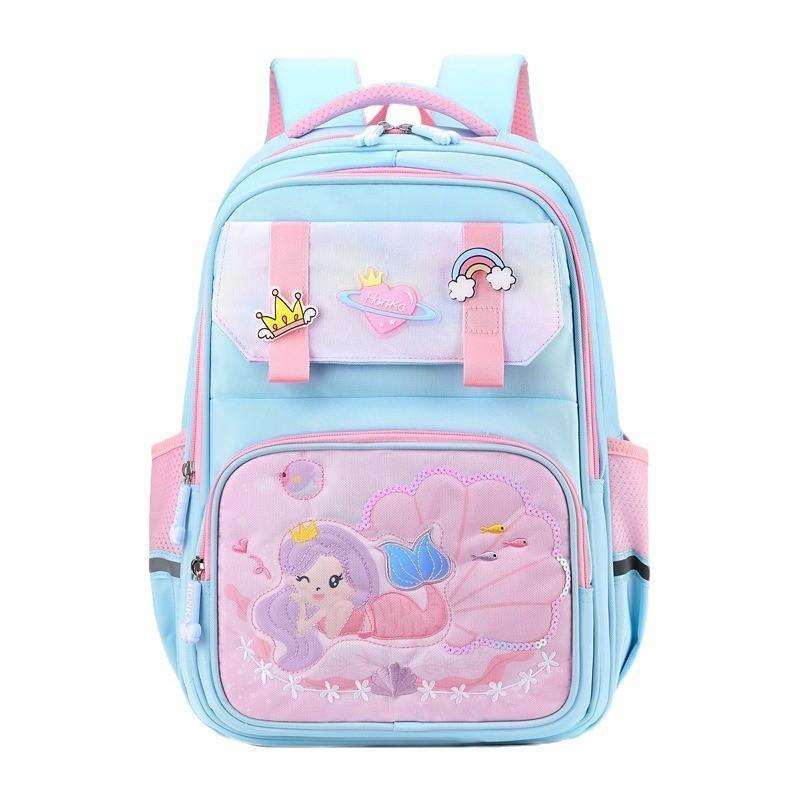 Cute Mermaid Oxford Cloth School Backpack For Girls Lightweight And Spinal Protection