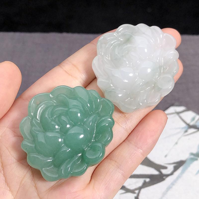 Natural Xinjiang Green Lotus Jade Pendant Necklace for Women - Good Luck Charm