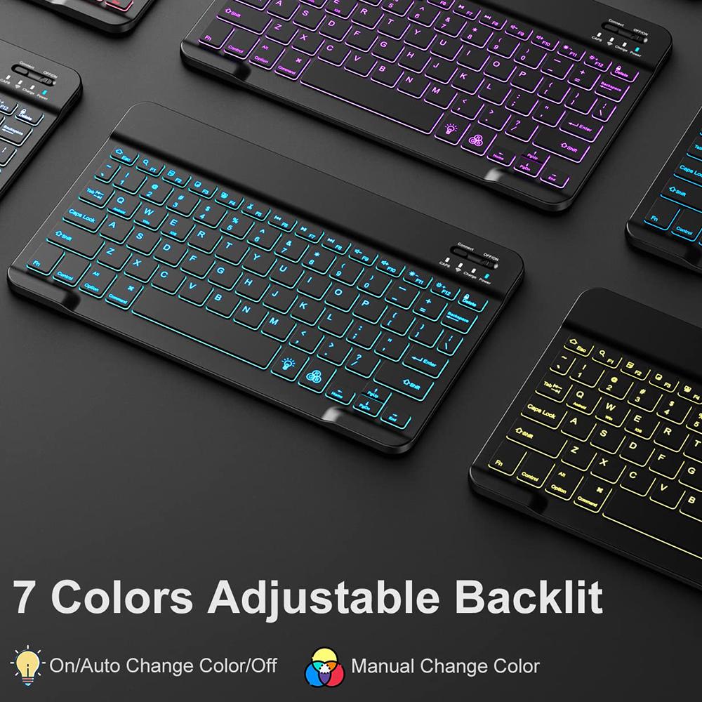 

CS-1029 Keyboard Case for iPad 10.2 (2021)/(2020)/(2019)/Air 10.5 inch (2019) Colorful Backlit Keyboard Protective Cover Black