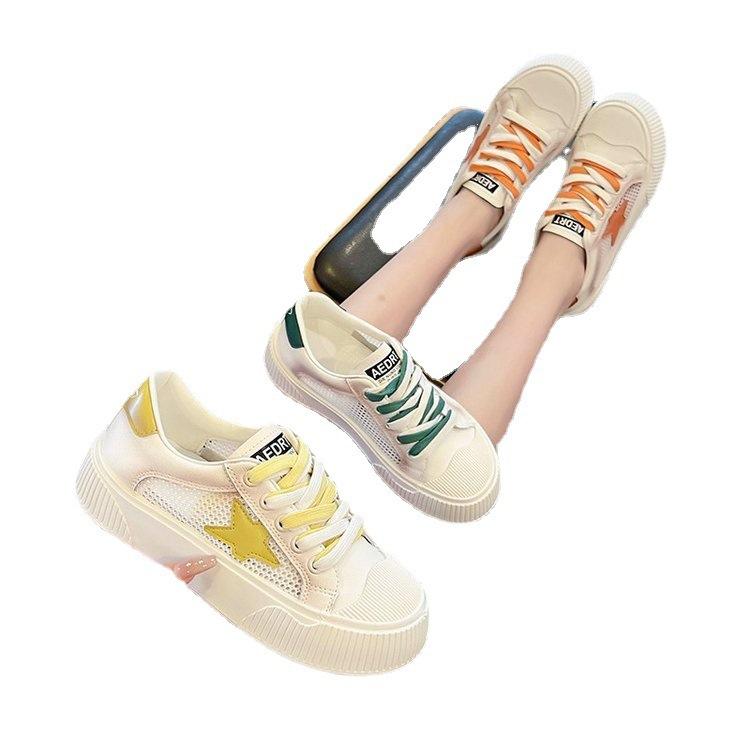 Casual Mesh White Shoes for Women  Spring and Summer New Sports Flat Ins XINGX Thin Low-Top Sneakers Women