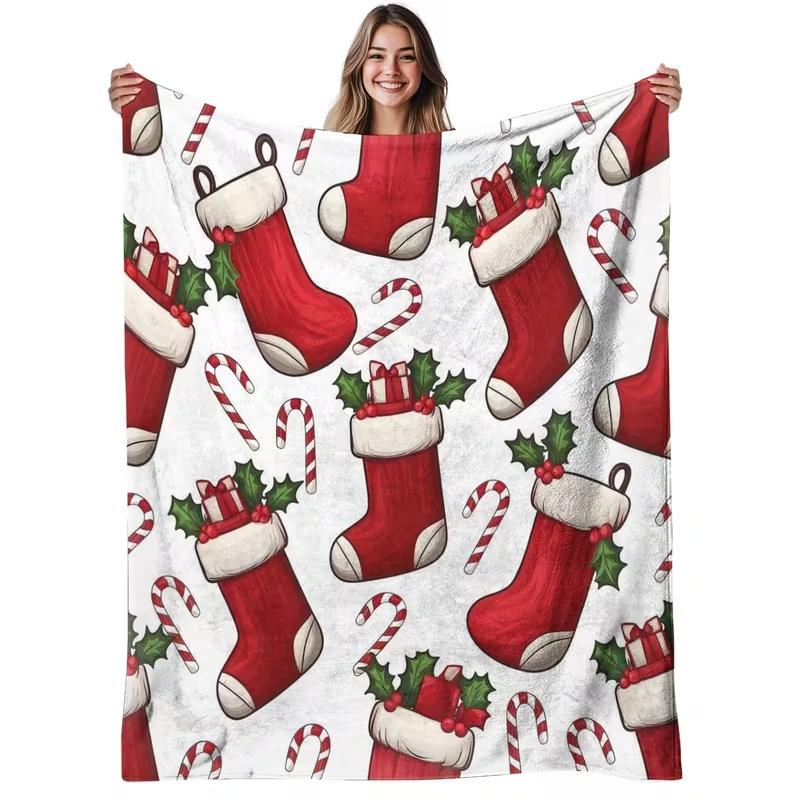 Blanket Throw Merry Christmas Cute Snowman Tree Pattern Cozy Sofa Bed Blankets Winter Holiday Party Decor Xmas Blanket