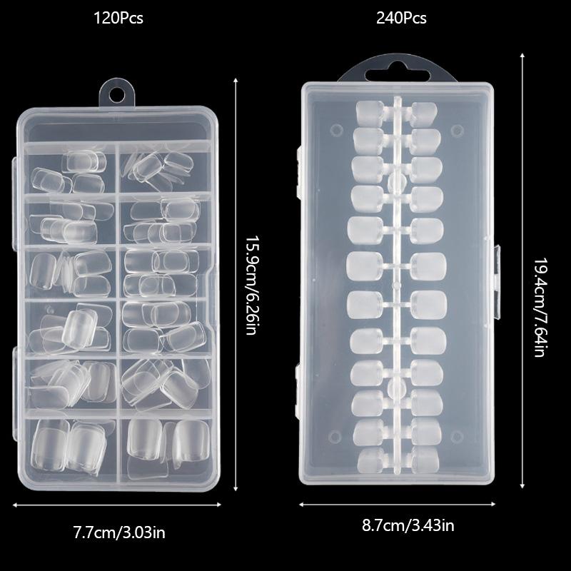 120/240Pcs Semi-matte Short Square False Nail Tips NO Polishing Soft Gel Fingertip Full Cover Artificial Fake Nails Extension