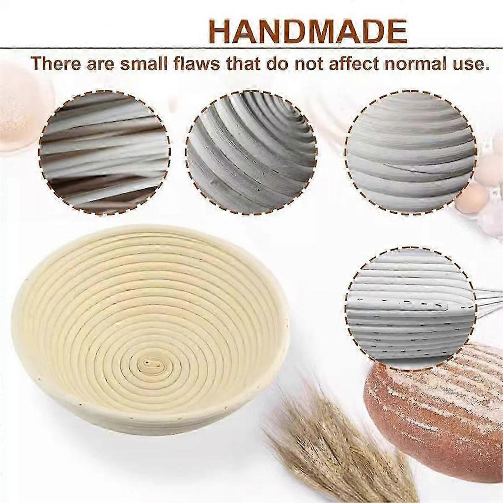 Bread Proofing Basket Set Trimming Knife Round Proofing Basket Egg Beater Dough Scraper Set