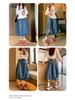 2026 Spring New Design: Women's Floral Tulip Midi Denim Skirt with Zipper