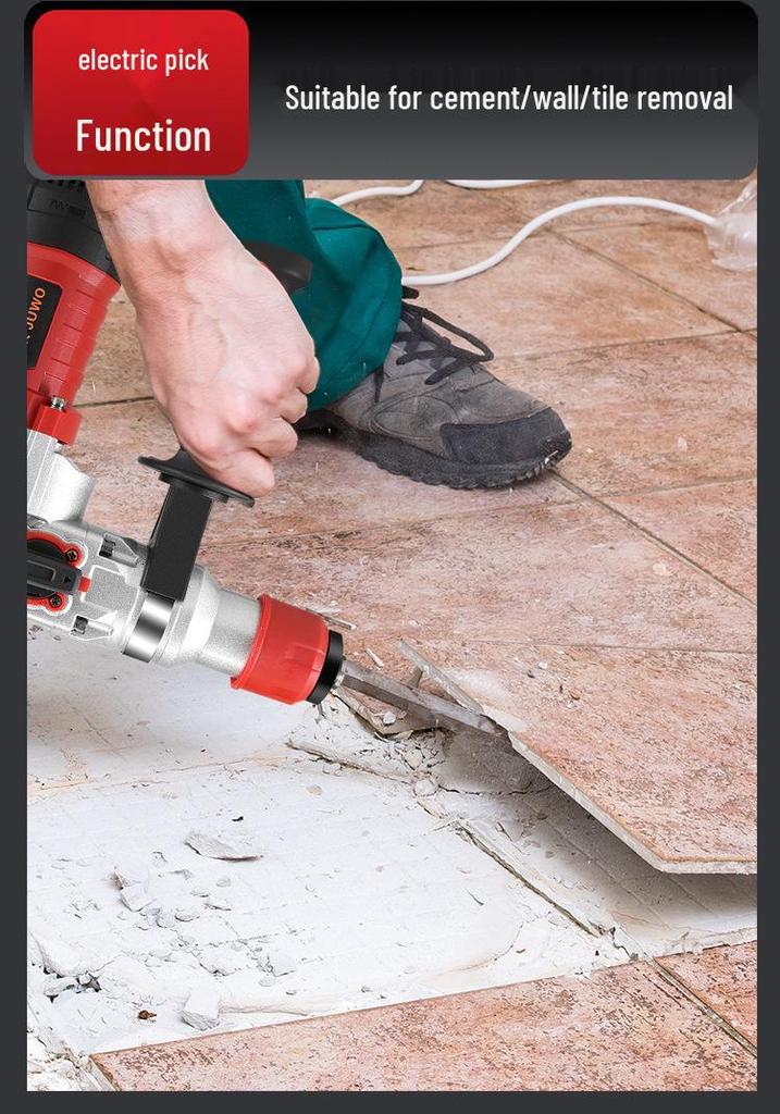 Dual-Use Electric Hammer & Pickaxe: Multi-Function High-Power Impact & Electric Drill for Concrete and Household Use.