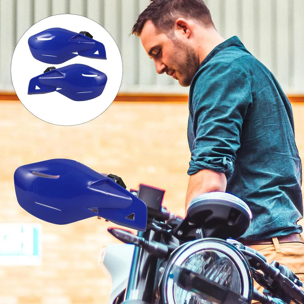 2pcs Motorcycle Hand Guards Wind Deflectors Blue Handlebar Protector Anti-Fall Windshield for Dirt Bikes ATV Compatible Easy Install