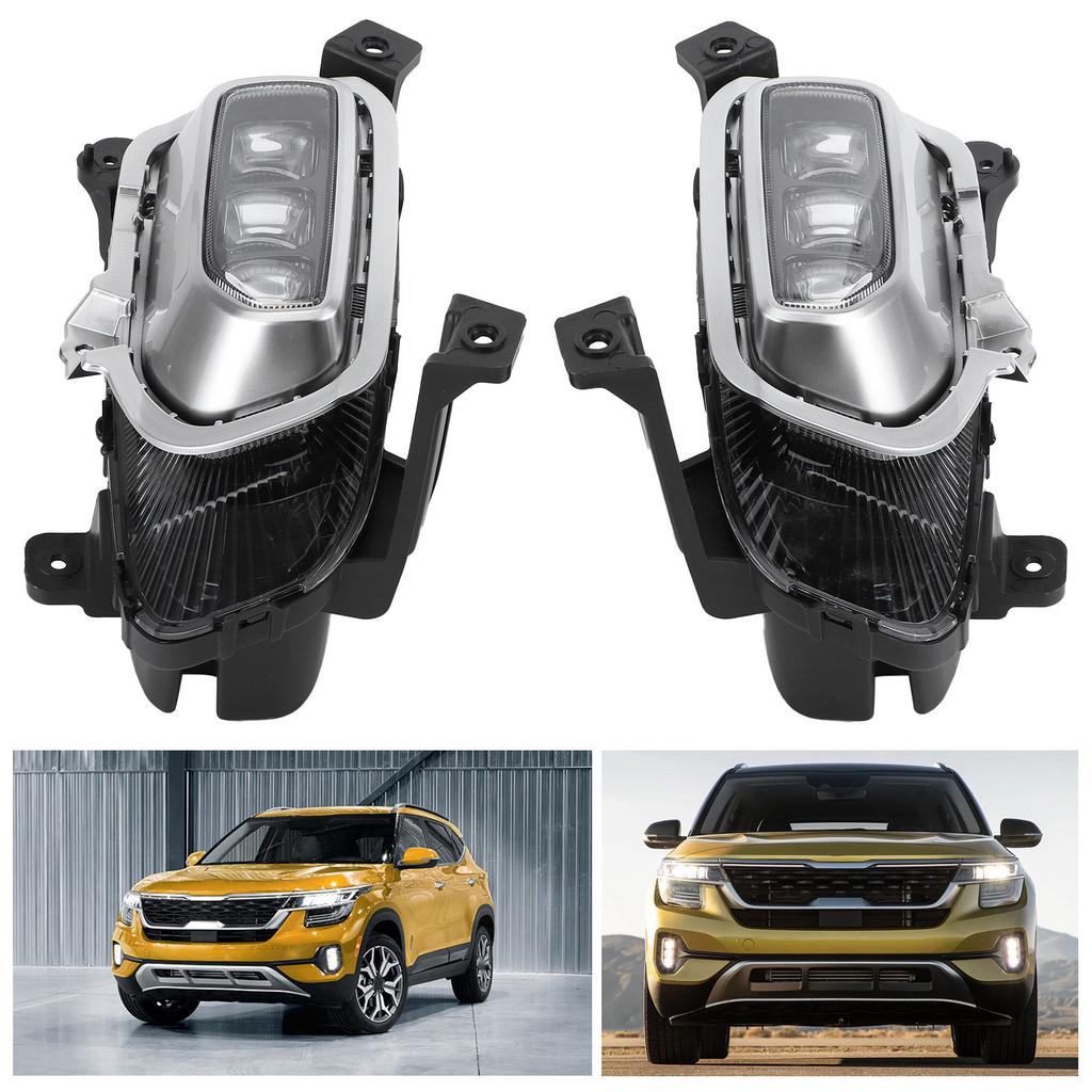 Daytime Running Light LED with Fog Lamp Cover Front Bumper Fit for Kia Seltos 2020‑2021