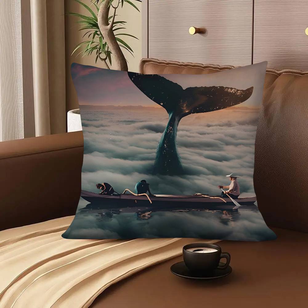 Наволочка для подушки группы Oasis Квадратная подушка Спальня Диван Отдых Комфорт Подушка Автомобиль Гостиная Домашний Декор 16x16Inch