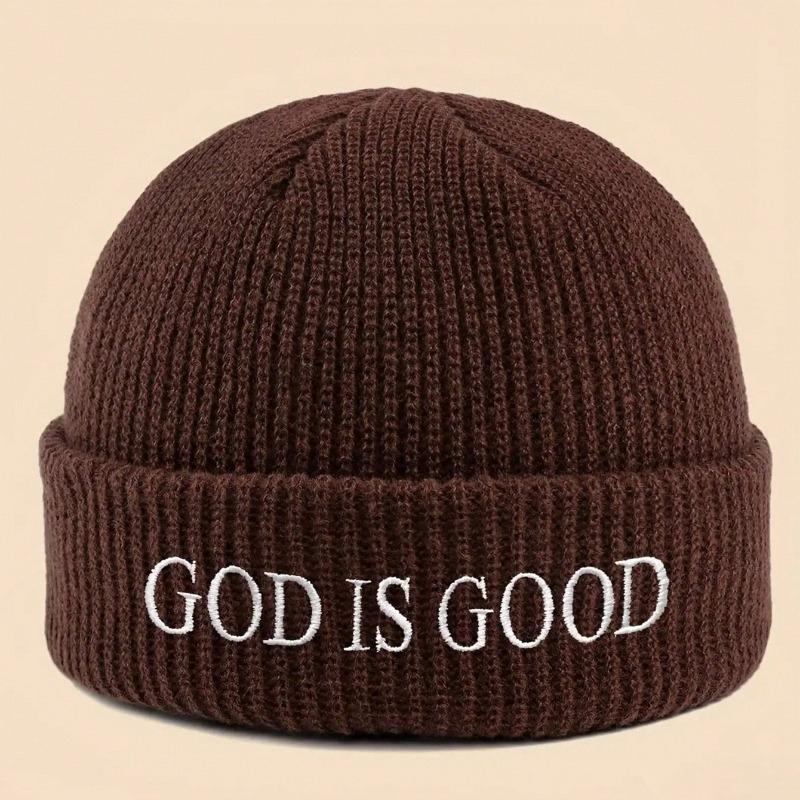 1pc God Is Good Christian Faith Warm Knitted Hat Unisex Skiing,Cycling,Gatherings and Daily,Giving Gifts to Family and Friends