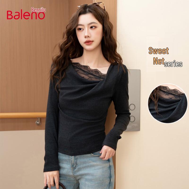 Baleno Women s Lace Cowl Neck Long-Sleeve Top L