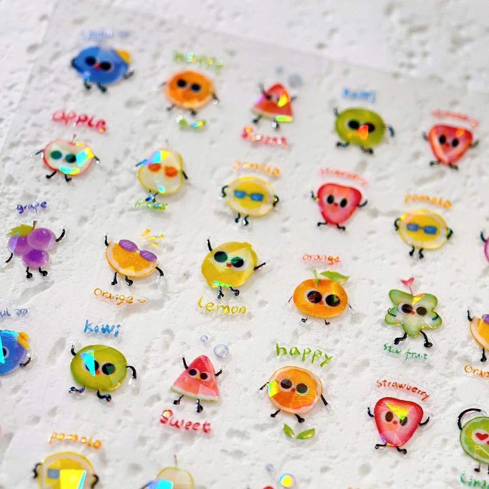 5D Jelly Tomato Nail Art Sticker Romantic Bowknot Twinkling Star Fun Fruit-Themed Self Adhesive Decoration Manicure Decal DIY