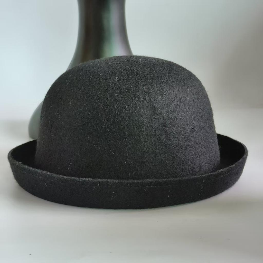 100% wol bolhoed Tophoed dames heren effen derby hoed Kerkhoed Herfst winter koepel Britse klassieker vintage vilten tophoed