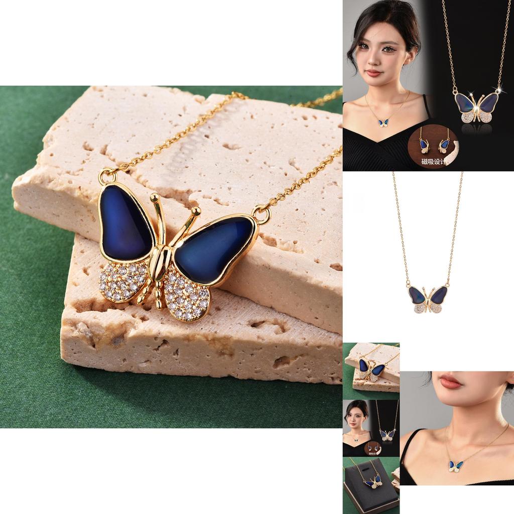 Luxurious Butterfly Design Necklace With Color Changing Technology For Elegant Women