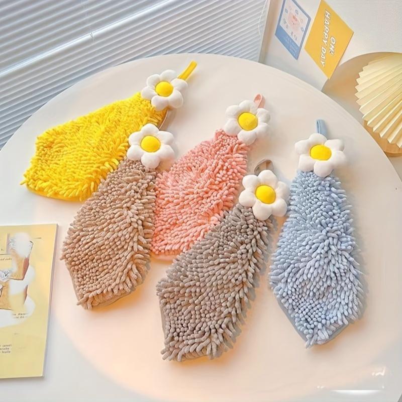 Super Soft Absorbent Kitchen Towel - Cute Egg Flower Pattern, Coral Fleece, Suitable for Hand and Cleaning Suitable for Home Cleaning