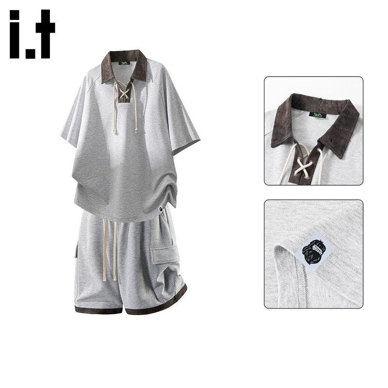 Fingercroxxit Men's Casual Summer Polo Shirt & Shorts Set