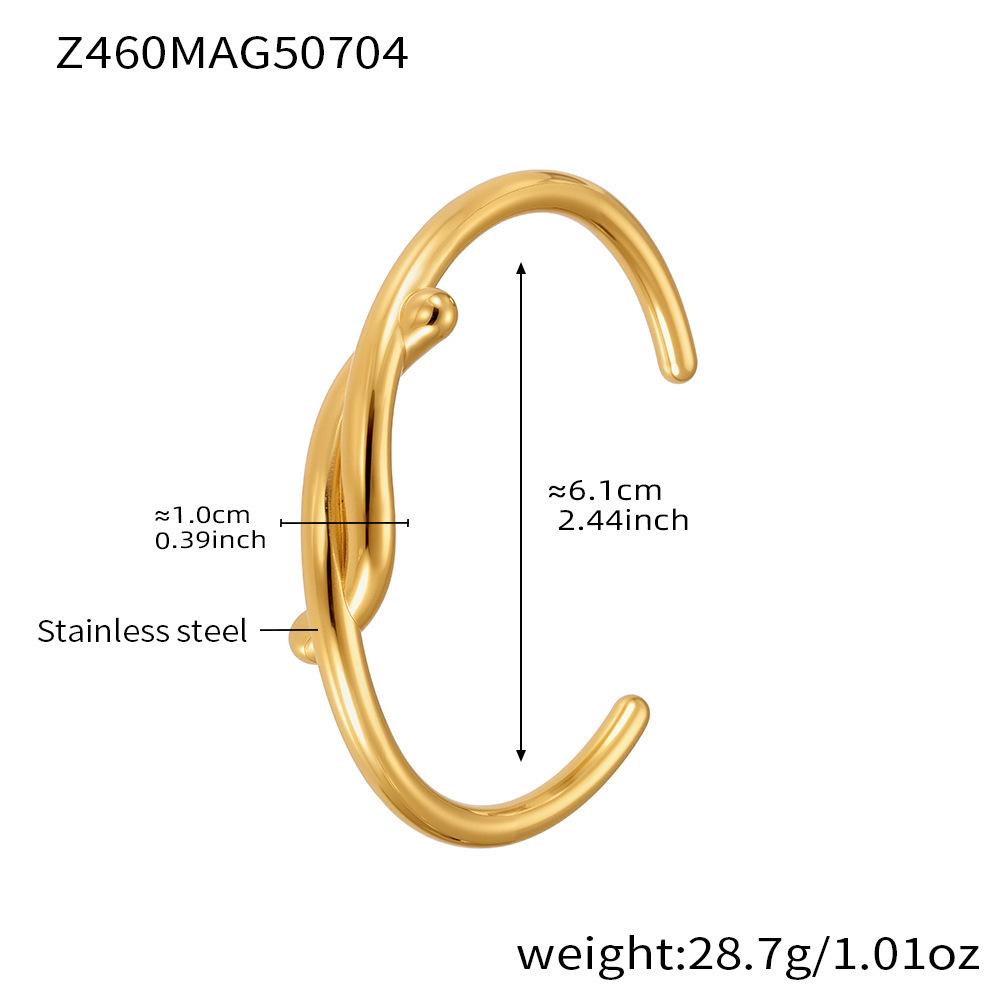 18K Gold-Plated Stainless Steel Geometric Bamboo Joint Multi-Color Cuff Bracelet Set