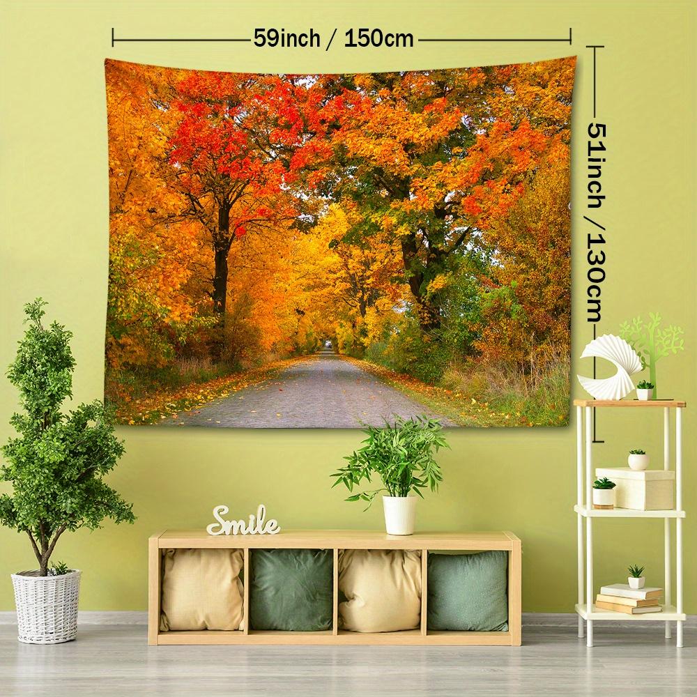 1pc Autumn Trees Road Maple Tapestry Wall Hanging, Room Decor, Bedroom Decor, Living Room Background, Natural Style Backdrop, Hanging Cloth Tapestry