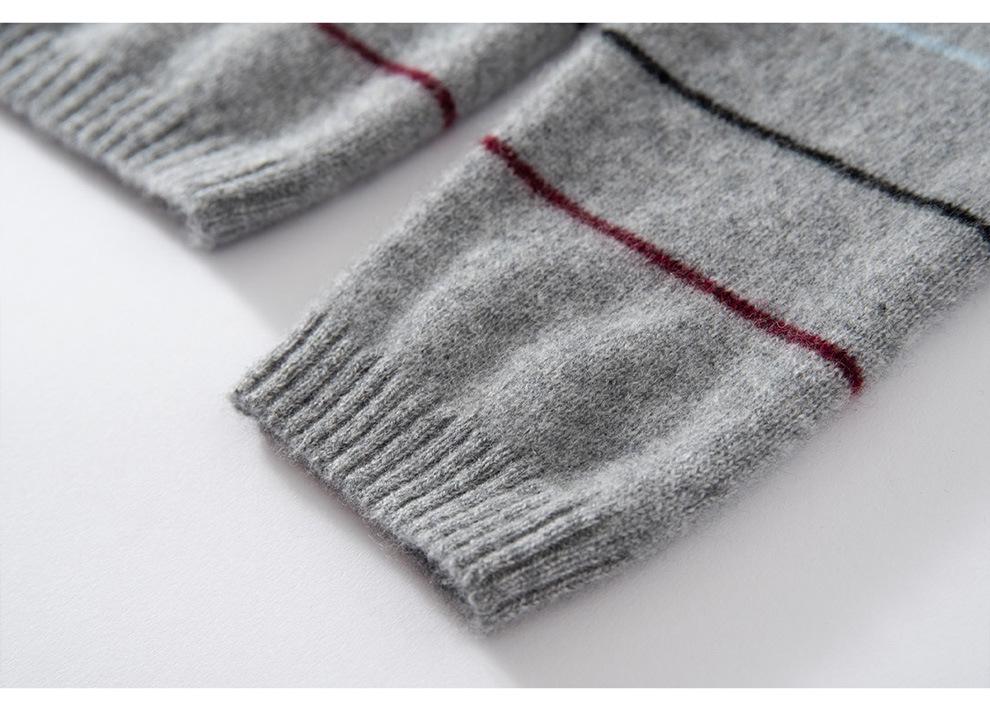 Women's Pure Cashmere Stripe Sweater - Autumn/Winter Loose Fit, Round Neck, Long Sleeve Pullover Jumper