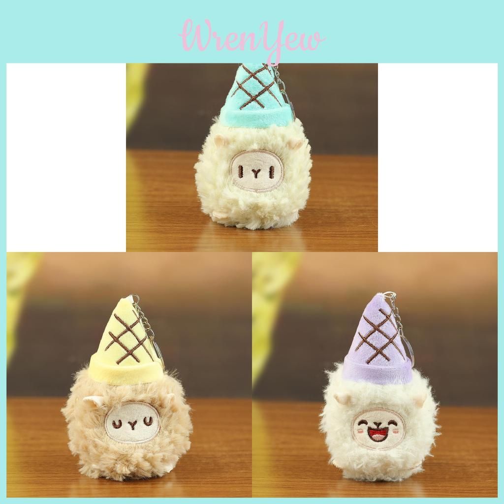 Plush Ice Cream Keychain Soft Toy With Pp Cotton Filling For Bag Decor And Gifts