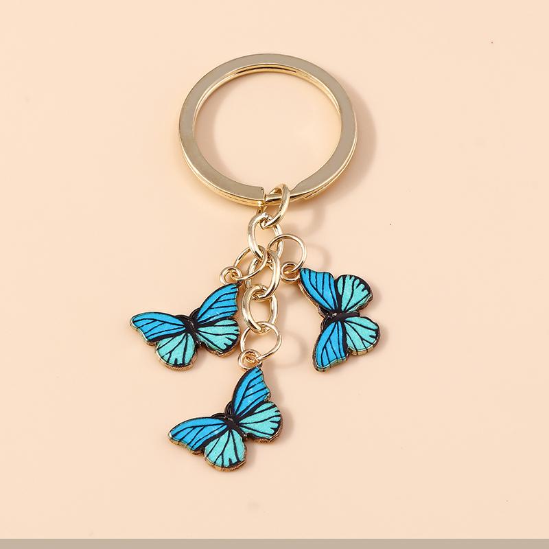 Cute Colorful Butterfly Keychains Enamel Animal Keyrings Souvenir Gift for Women Men Handbag Pendants Key Chains DIY Accessories