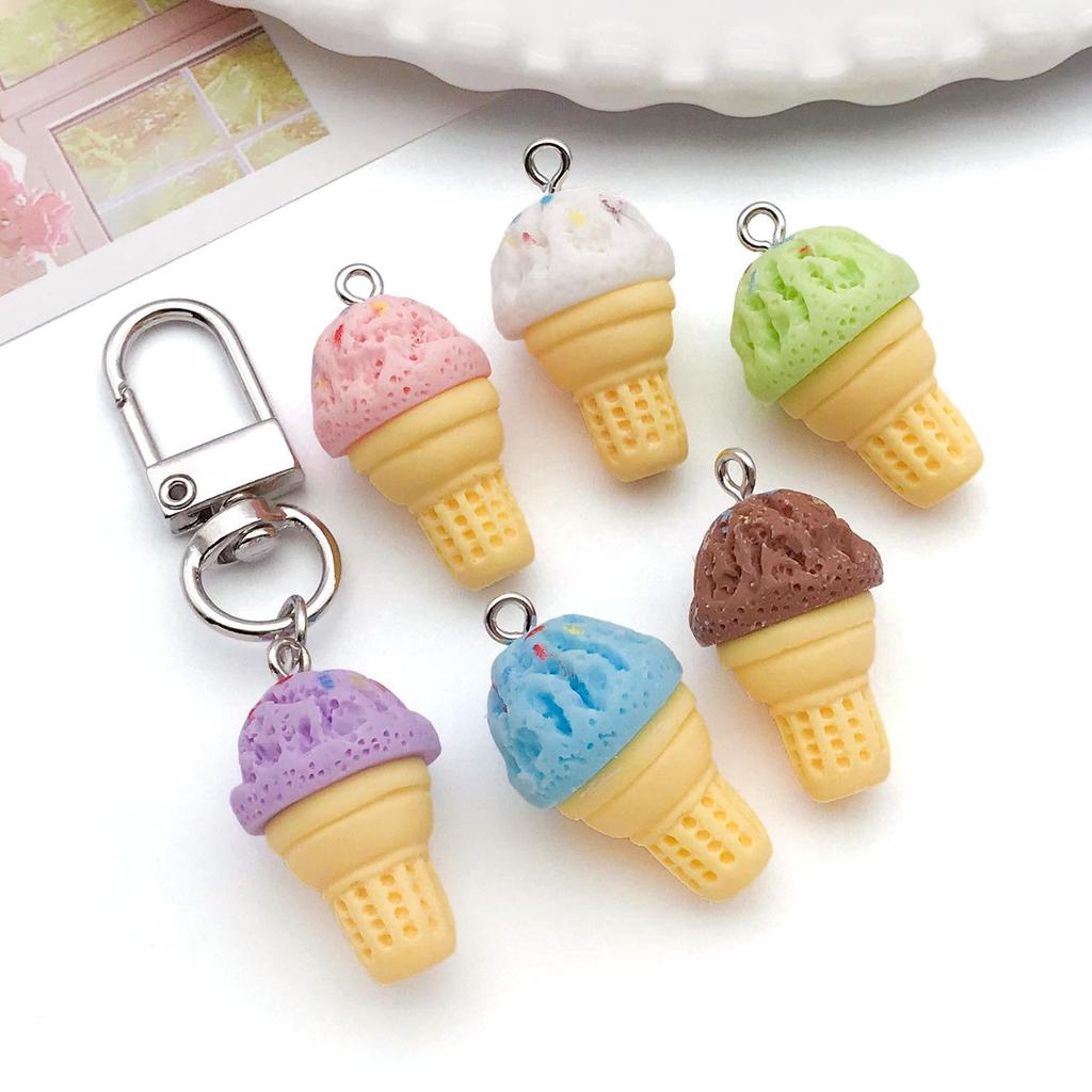 DIY Resin Summer Ice Cream Charms - 8 Colors, 15x28mm - for Bracelets, Necklaces, Keychains, Small Pendants